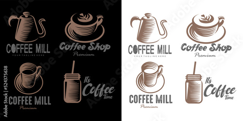 Coffee icon set logo design , vector illustration.