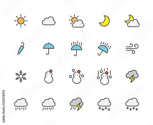 天気のアイコン（線あり）