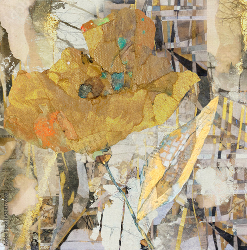 Fotografija Golden Mixed Media Art Collage