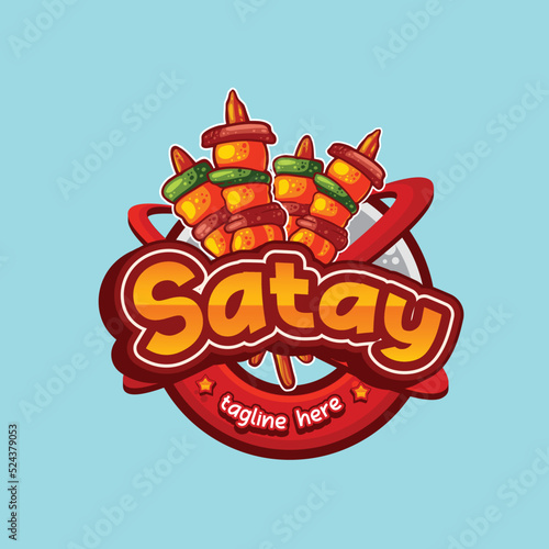 korean satay food mascot logo