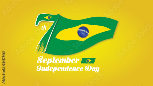 7 September brazil independence day illustration with national flag background