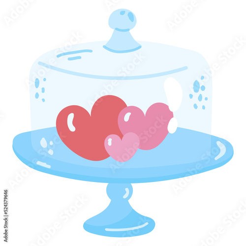 A hand drawn flat sticker of heart candies 