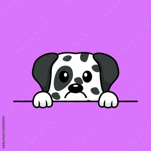 Vector premium illustration of cute dog peeking