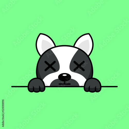 Vector premium illustration of cute dog peeking