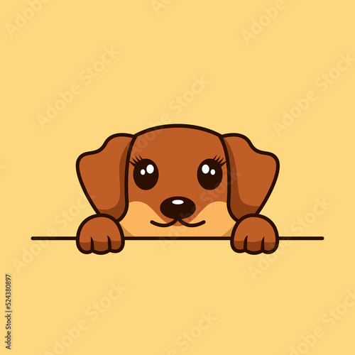 Vector premium illustration of cute dog peeking