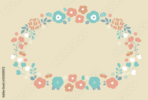 アースカラーなフラワーリース ベクター デザイン