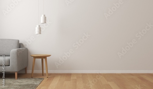 Interior scene with wall mock up and copy space.