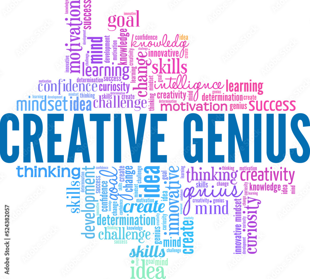 Creative Genius word cloud conceptual design isolated on white background. Creative Genius word cloud conceptual design isolated on white background.
