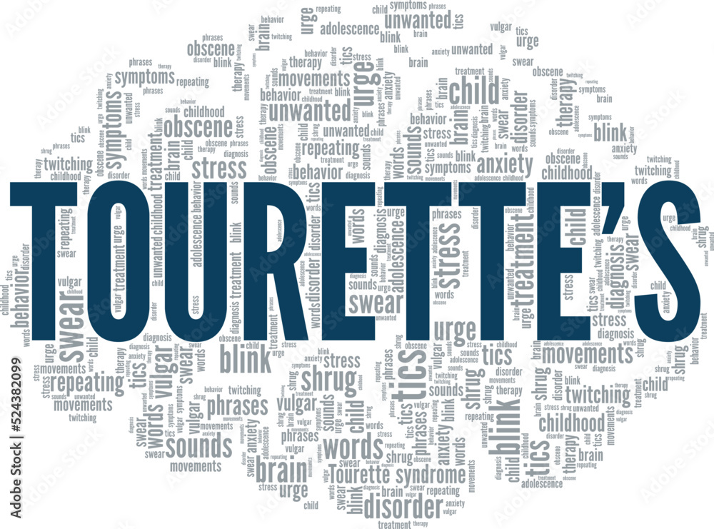 Obraz premium Tourette syndrome word cloud conceptual design isolated on white background.