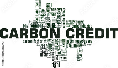 Carbon Credit word cloud conceptual design isolated on white background.
