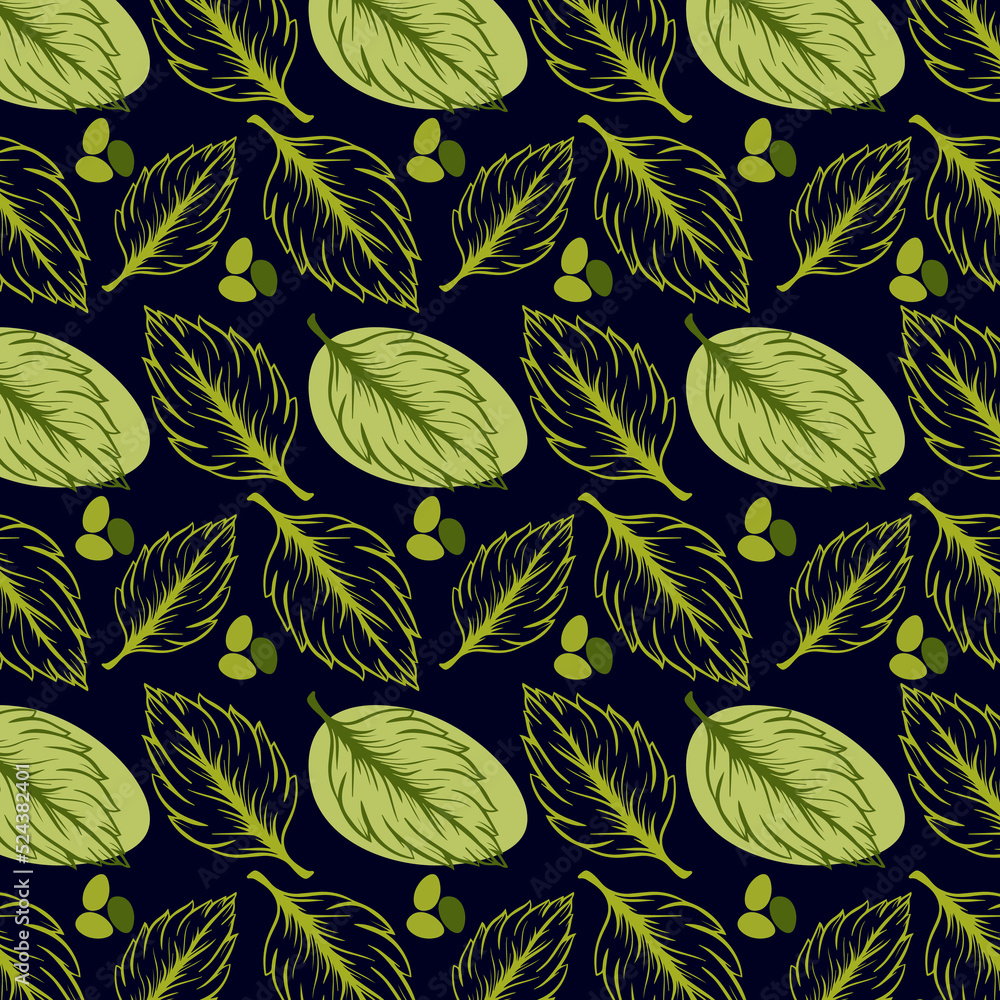 Seamless Textile Leaf Pattern Design Vector Illustration