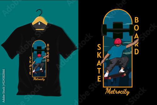 Skateboard Metro City Retro Vintage T Shirt Design