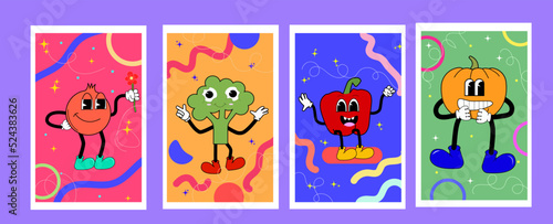 set of funny postcards in cartoon style
