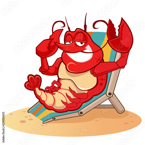 lobster mascot cartoon in vector