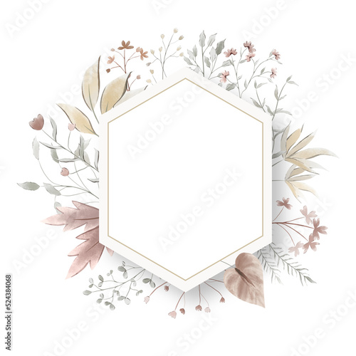 Vintage leaves watercolor floral bouquet Png, Greenery Elements Wildflowers Spring with Wreaths on Transparent background Png