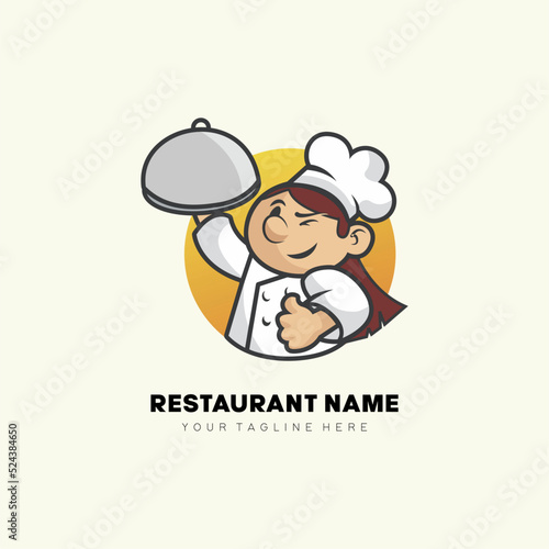 Women Chef Baker Logo Maskot For Food Restaurant