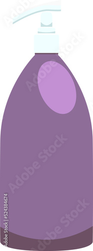 Vector purple plastic cosmetic bottle with dispencer, isolated on white background