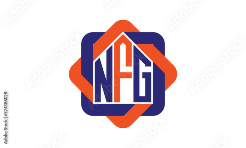 NFG three letter real estate logo with home icon logo design vector template | construction logo | housing logo | engineering logo | initial letter logo | minimalist logo | property logo | photo