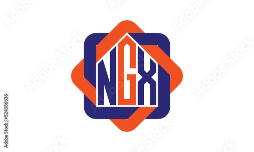 NGX three letter real estate logo with home icon logo design vector template | construction logo | housing logo | engineering logo | initial letter logo | minimalist logo | property logo | photo