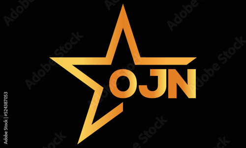 OJN golden luxury star icon three letter logo design vector template. royal logo | luxury logo | jewelry logo | premium logo | iconic logo | Victoria logo |	 photo