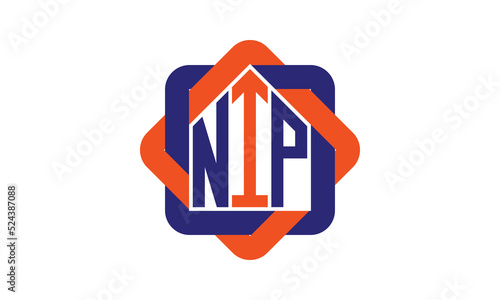 NIP three letter real estate logo with home icon logo design vector template | construction logo | housing logo | engineering logo | initial letter logo | minimalist logo | property logo |
