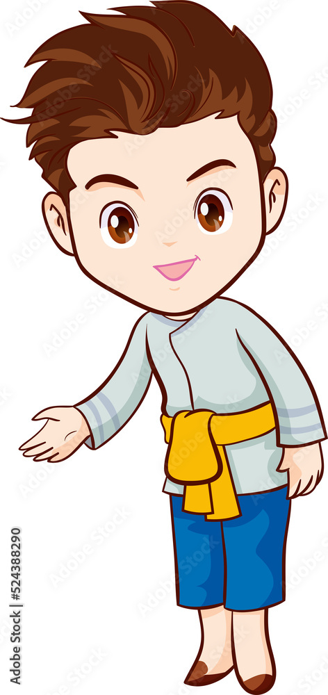 man cartoon thai traditional Outfit character man cartoon thai traditional Outfit character