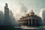 Neoclassical style architecture, digital art, 3d illustration
