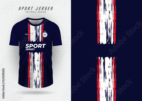 Background template for sports jerseys, jerseys, running shirts, navy blue with white and red center stripes.