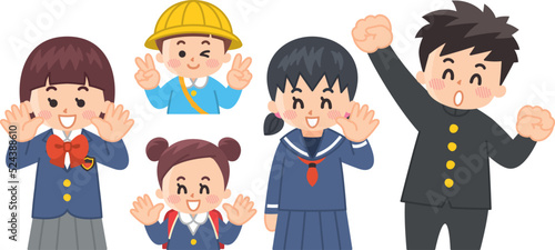 制服を着た子供たち