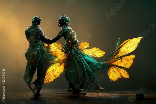 Digital art of a pair of human butterfly, 3d illustration