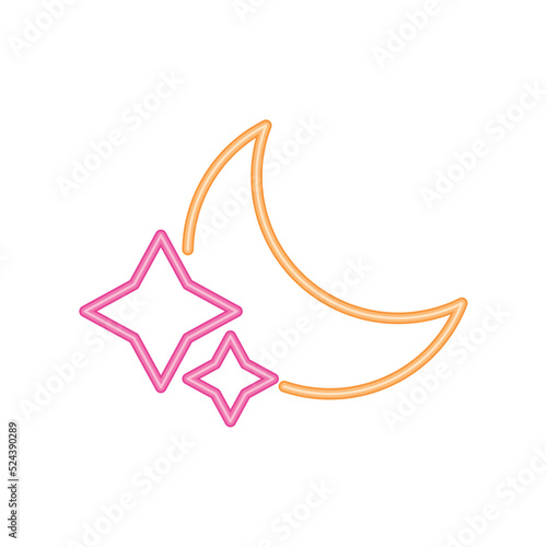 neon moon and stars