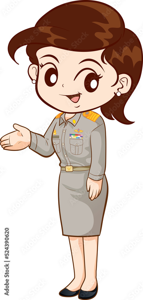 Thai Government Officer character in welcome and sawasdee Thai Government Officer character in welcome and sawasdee