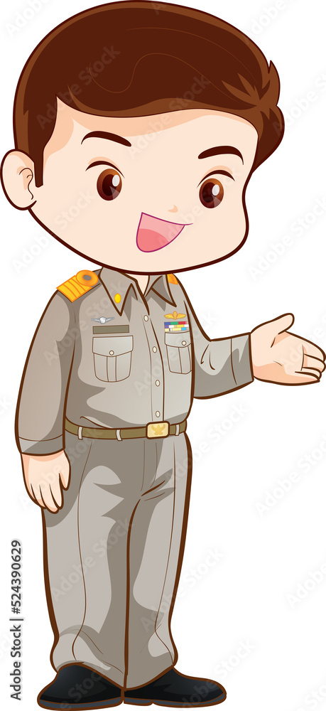Thai Government Officer character in welcome and sawasdee Thai Government Officer character in welcome and sawasdee