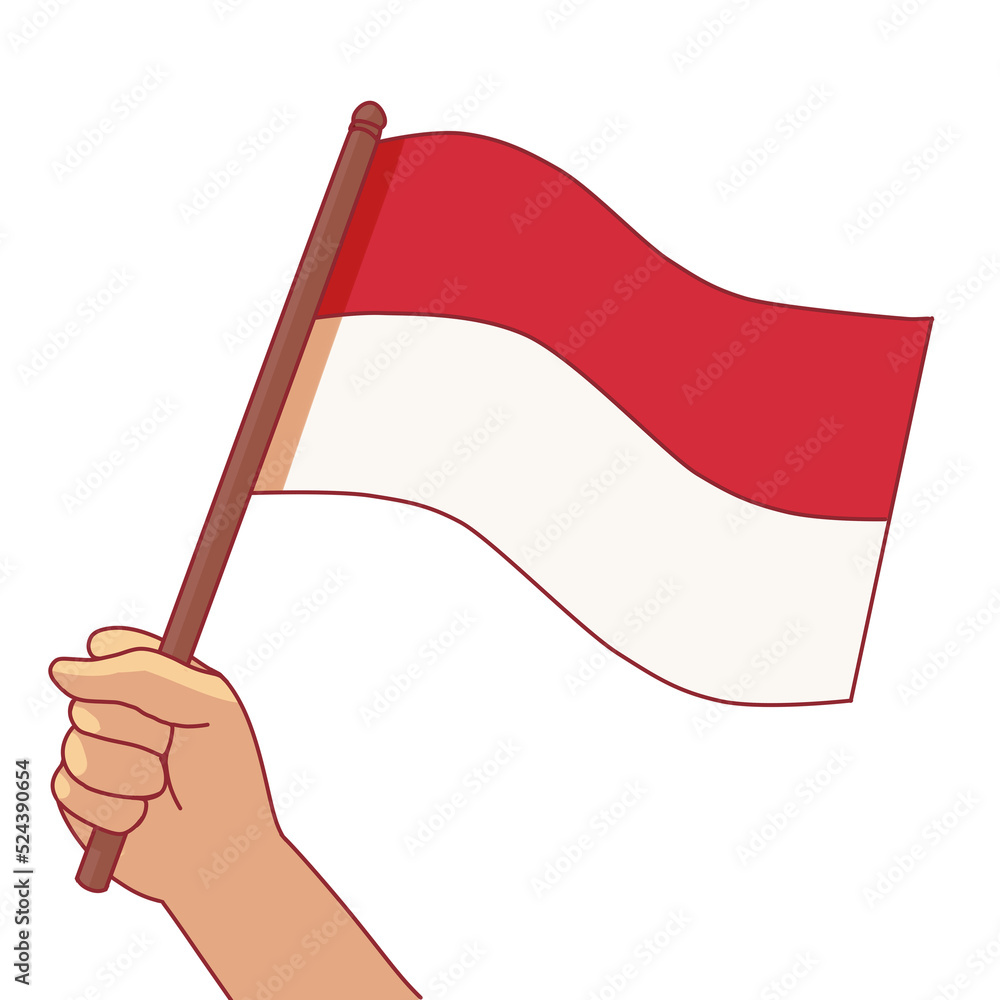Hand Holding Indonesian flag illustration Hand Holding Indonesian flag illustration