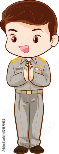 Thai Government Officer character in welcome and sawasdee