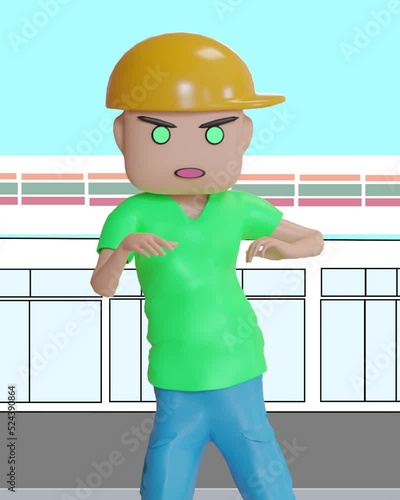 cartoon animation 3d character dancing funny hip hop having fun and speak, sing rap for looping animation