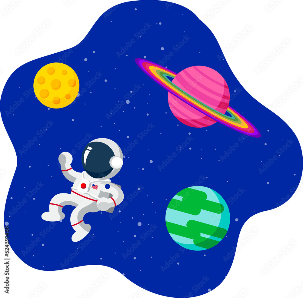 astronaut kids, Cartoon illustration, Planet astronaut kids, Cartoon illustration, Planet