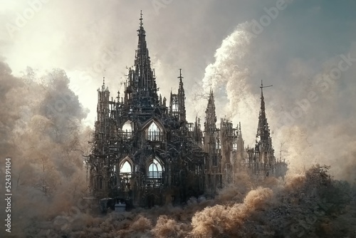 Gothic style architecture  digital art   3d illustration