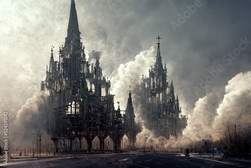 Gothic style architecture, digital art , 3d illustration