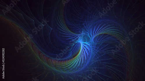 3D rendering abstract blue fractal light background © BetiBup33