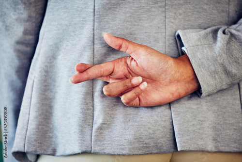 Canvastavla Hand gesture, sign or icon of a liar not telling the truth and being dishonest