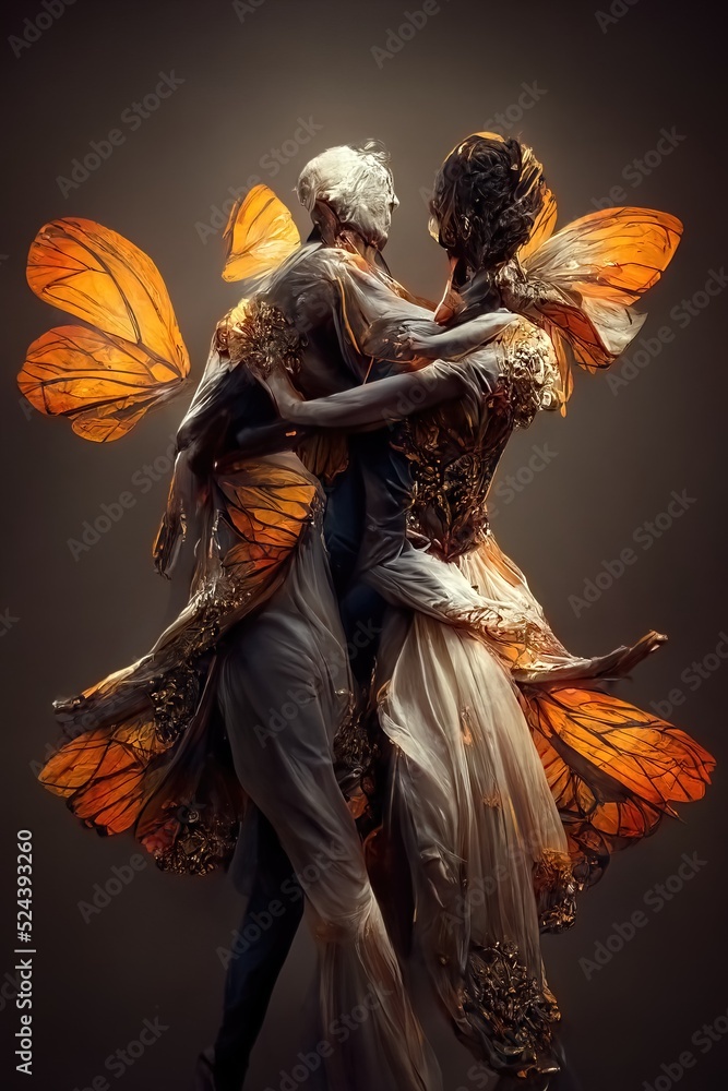 Fototapeta premium Digital art of a pair of human butterfly, 3d illustration