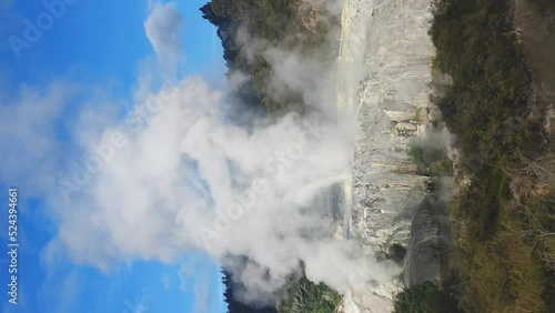 geothermal volcanic park with geysers and hot streams, scenic landscape, te piua national park, rotorua, new zealand. High quality photo photo