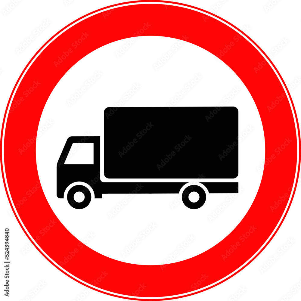 The movement of trucks is prohibited. Vector image. The movement of trucks is prohibited. Vector image.
