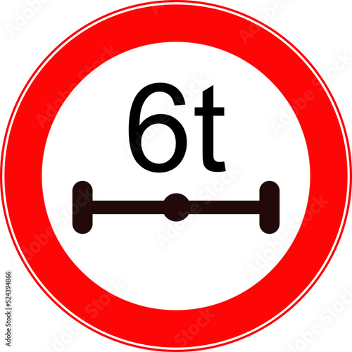 The sign limiting the load on the axle.