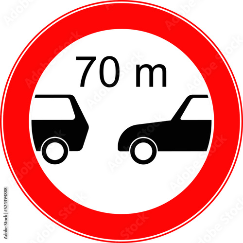 A sign limiting the minimum distance. Vector image.