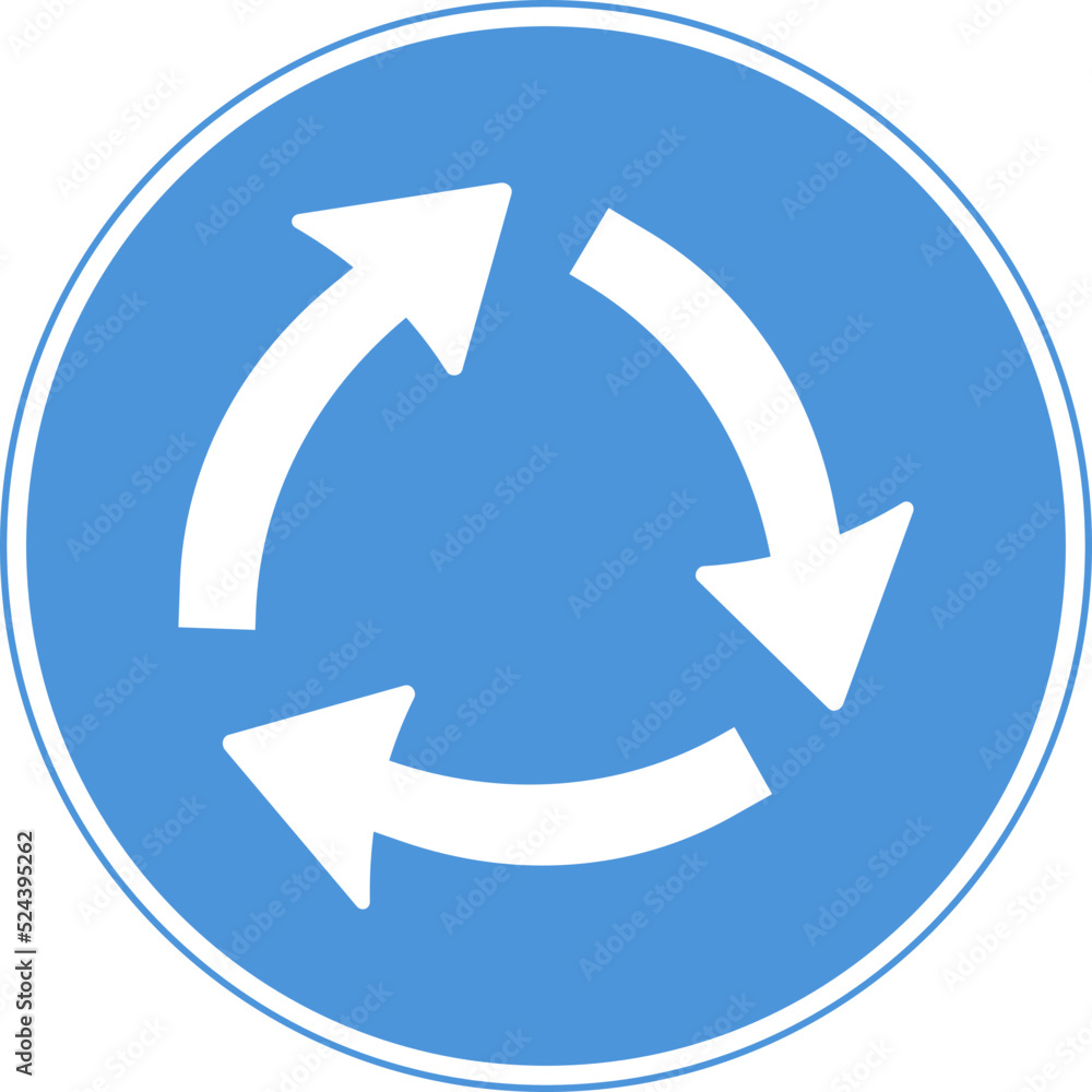 The circular motion sign. Blue circle. Vector image. The circular motion sign. Blue circle. Vector image.