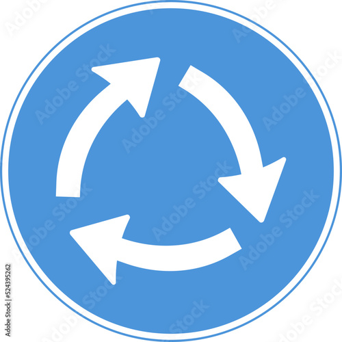 The circular motion sign. Blue circle. Vector image.