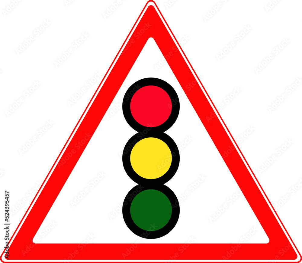 A road sign about traffic light regulation at an intersection. A road sign about traffic light regulation at an intersection.