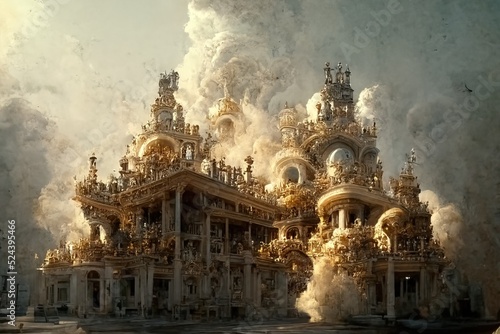 Baroque architecture view, digital art, 3d illustration